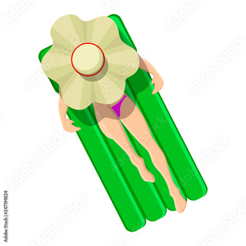 Woman on a floating air mattress