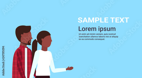 teenage couple lovers embracing standing together beautiful african american boyfriend girlfriend in love male female cartoon characters portrait copy space horizontal