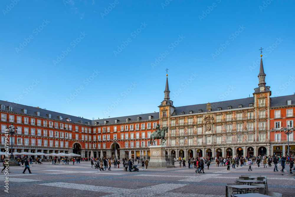 Fototapeta premium Plaza Mayor in Madrid, Spain. Plaza Mayor is a central square in Madrid