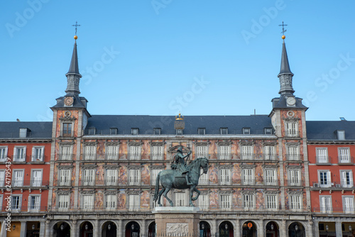 Plaza Mayor in Madrid, Spain. Plaza Mayor is a central square in Madrid