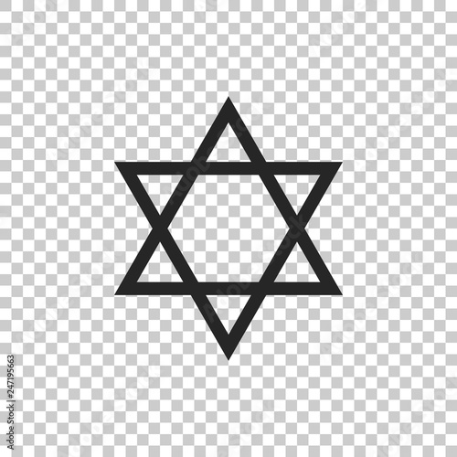 Star of David icon isolated on transparent background. Jewish religion symbol. Flat design. Vector Illustration