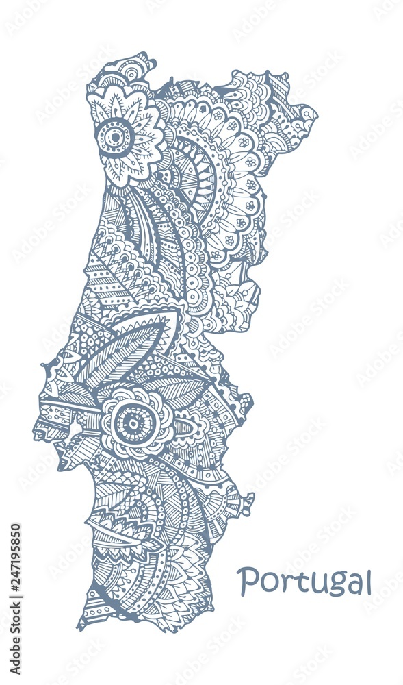 Portugal map on white background 4710474 Vector Art at Vecteezy