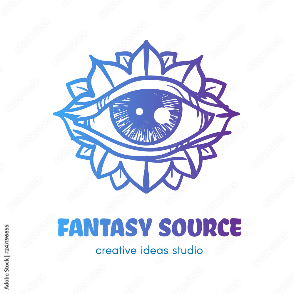 Fototapeta premium Stylized eye with flower petals vector logo design