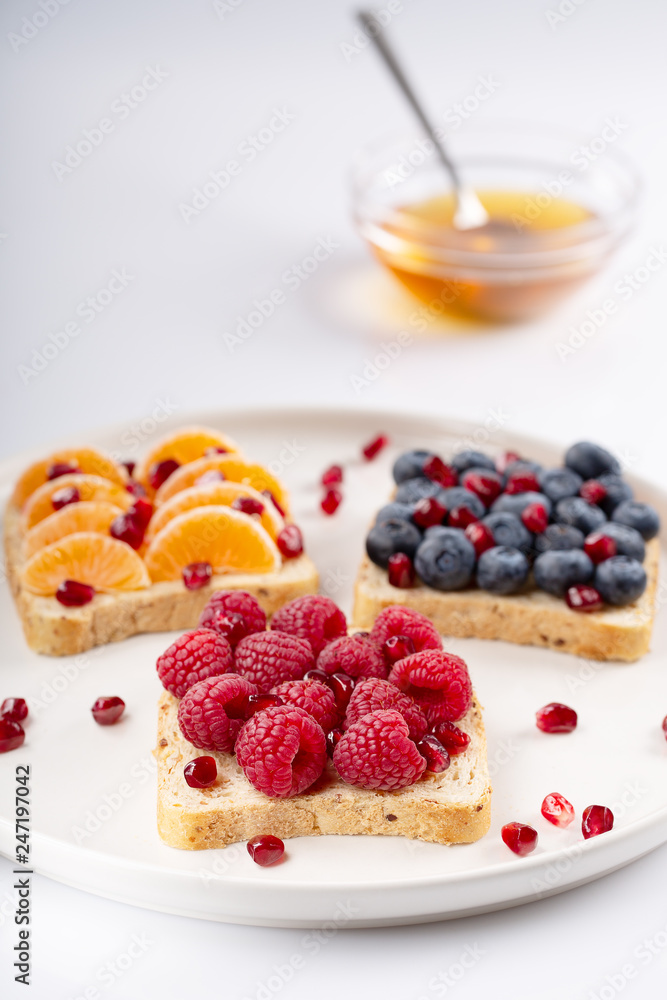Fresh delicious homemade Sandwich with berry fruits Fresh delicious homemade Sandwich with berry fruits