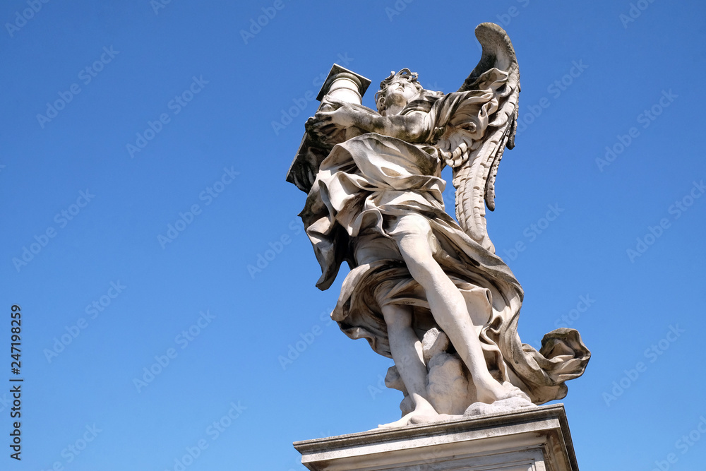Statue of Angel with the Column by Antonio Raggi, Ponte Sant Angelo in Rome, Italy 
