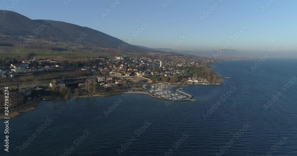 St-Aubin lake and harbor - Aerial 4K St-Aubin lake and harbor - Aerial 4K