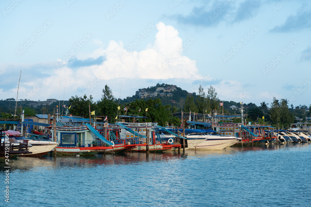 boat on pier in samui island