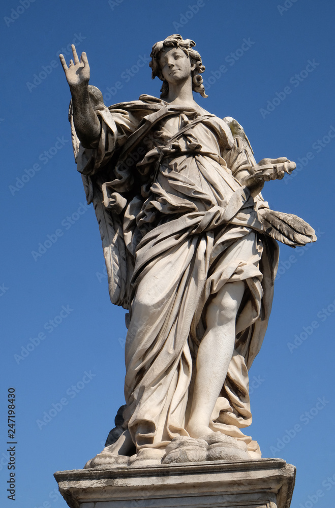 Fototapeta premium Statue of Angel with the Nails by Girolamo Lucenti, Ponte Sant Angelo in Rome, Italy 