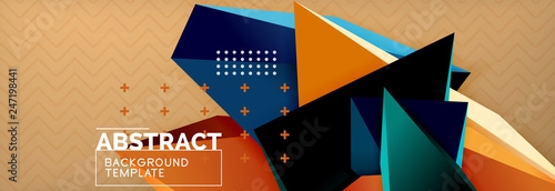 3d triangular shapes geometric background. Origami style pattern with triange shapes for decorative design. Poster design. Line design. Modern presentation template