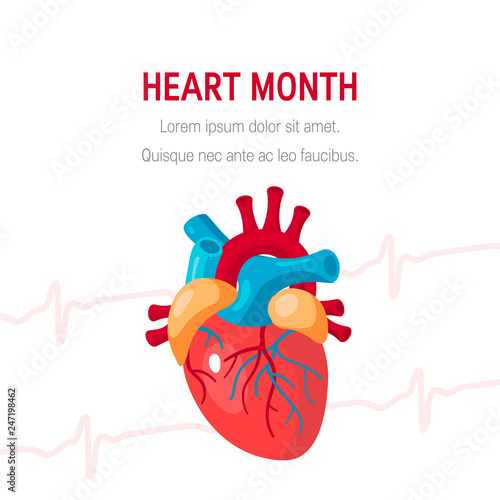 National heart month concept in flat style