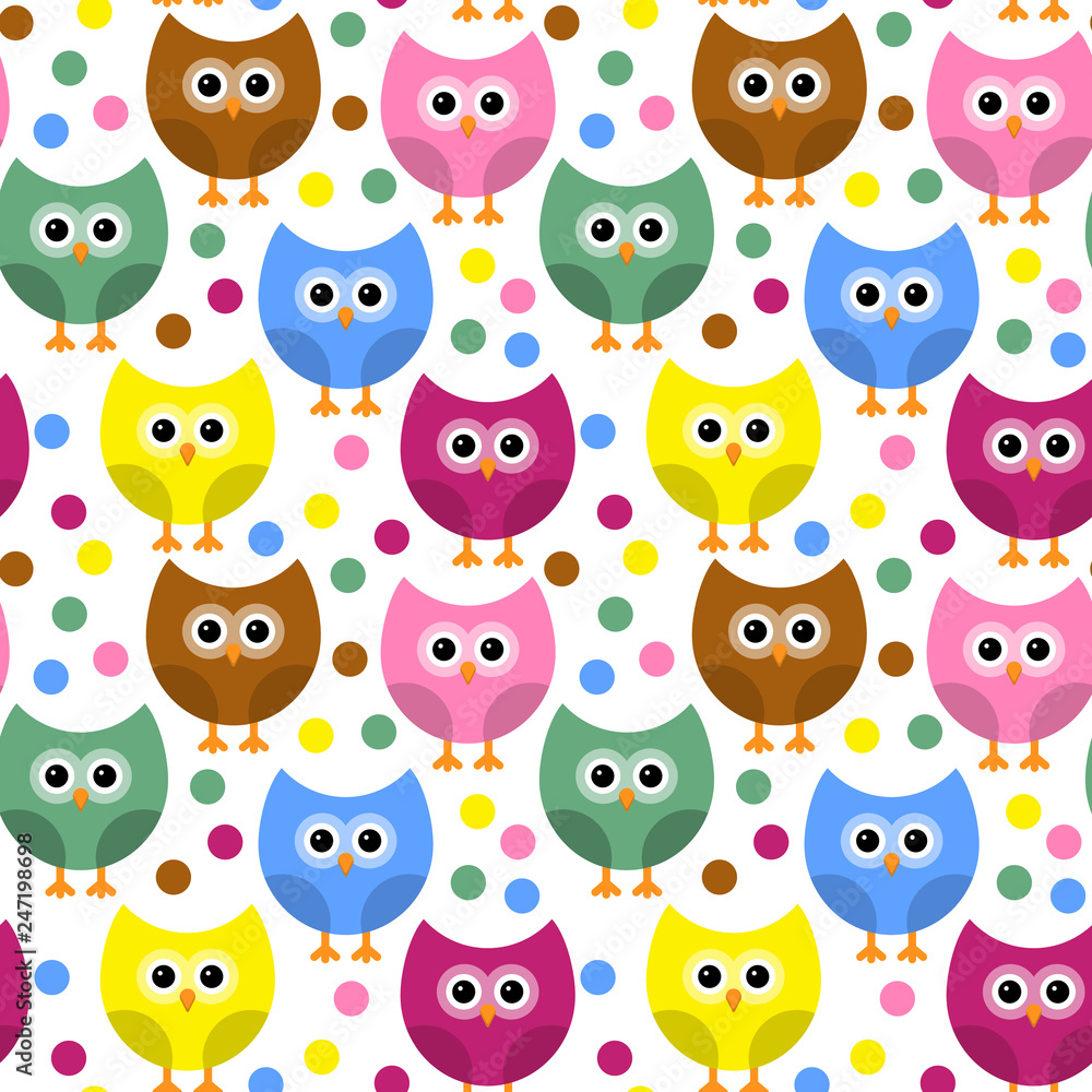 Vector seamless pattern with owls. Vector seamless pattern with owls.