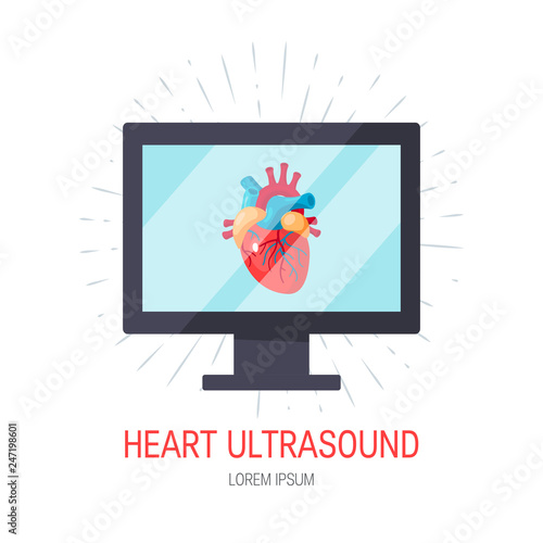 Heart ultrasound concept in flat style, vector