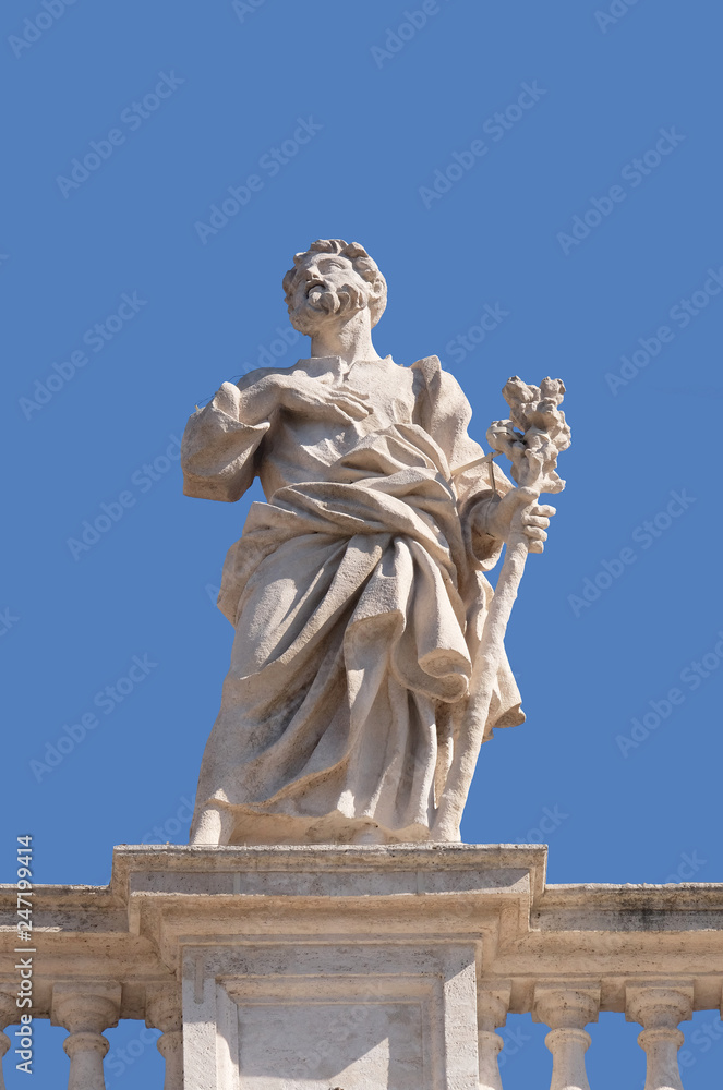 Fototapeta premium St. Joseph, fragment of colonnade of St. Peters Basilica. Papal Basilica of St. Peter in Vatican, Rome, Italy