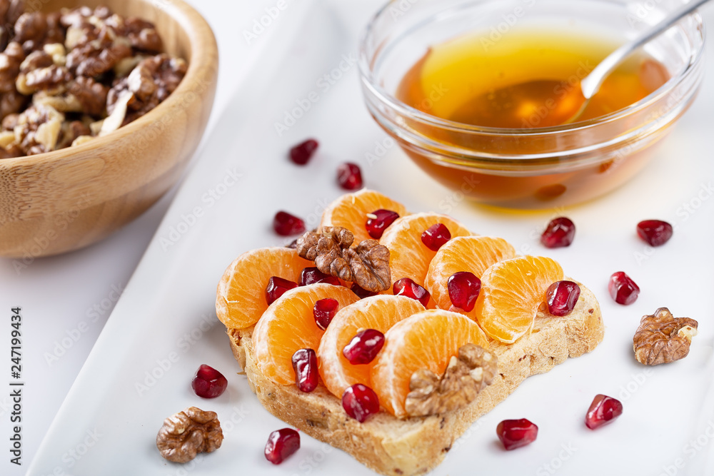 Fresh delicious homemade Sandwich with berry fruits Fresh delicious homemade Sandwich with berry fruits