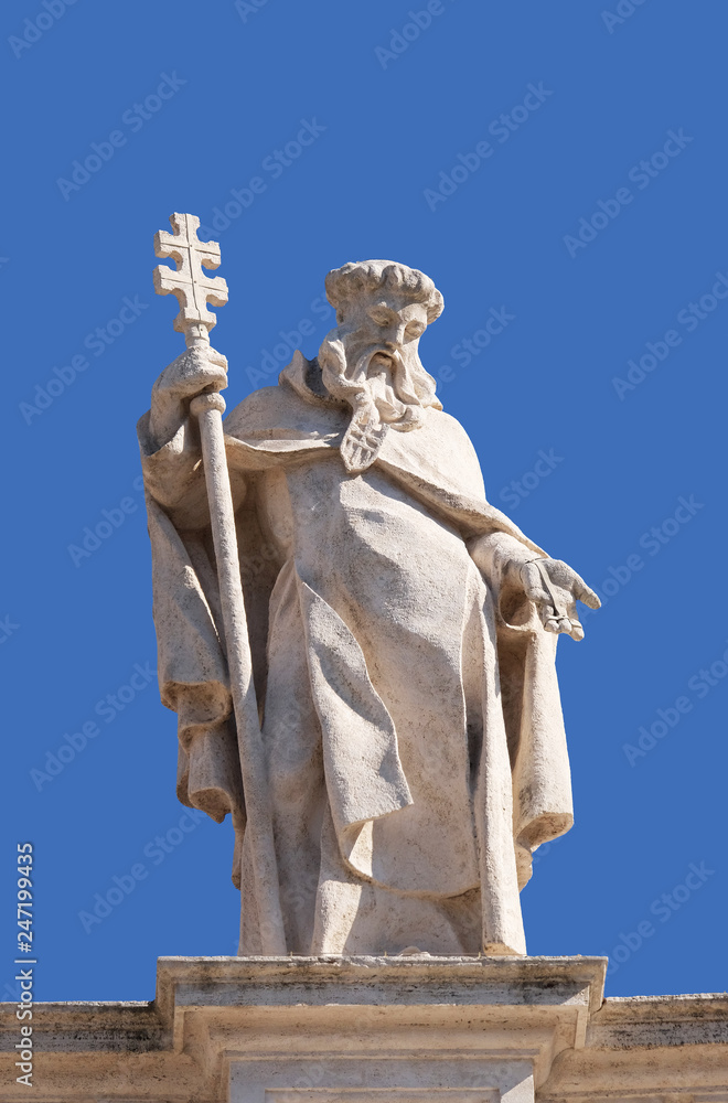 St. Peter Nolasco, fragment of colonnade of St. Peters Basilica. Papal Basilica of St. Peter in Vatican, Rome, Italy