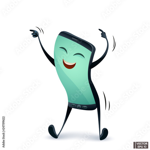 Cartoon character dancing happy phone