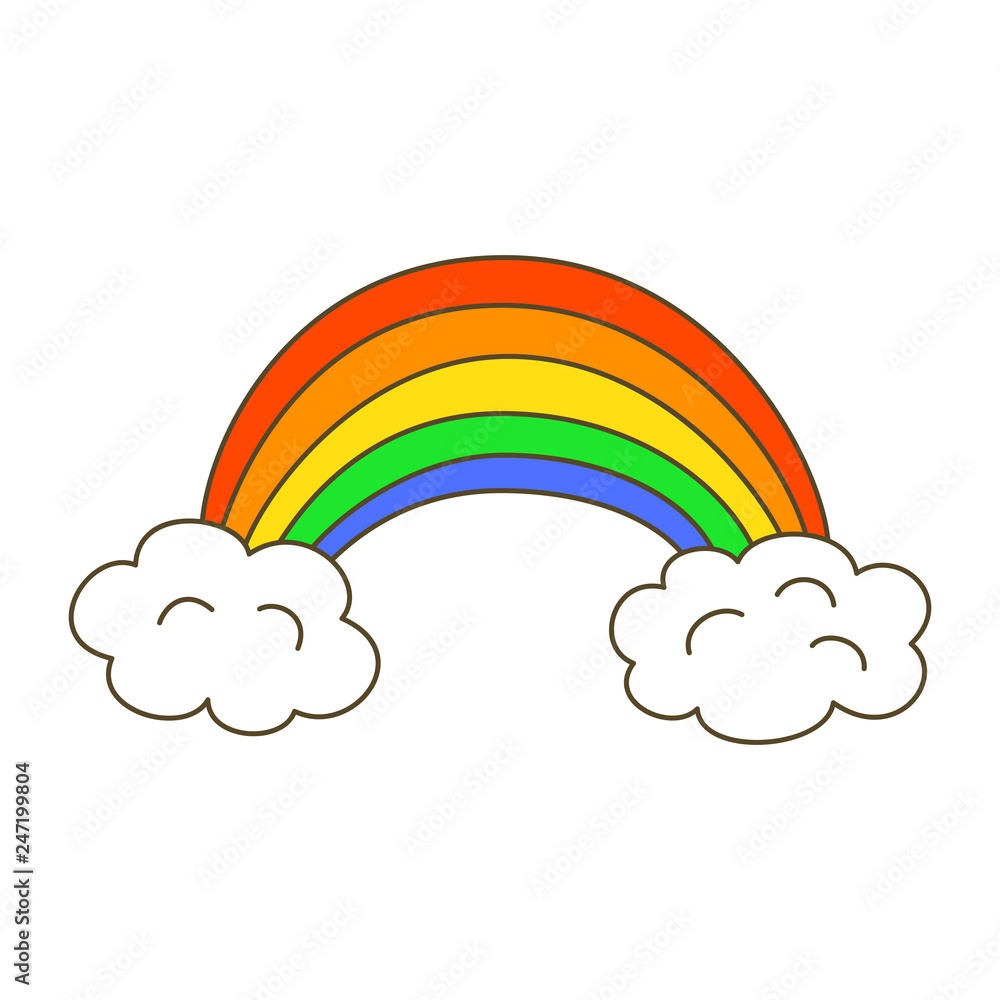 Illustration with rainbow on white background. Illustration with rainbow on white background.