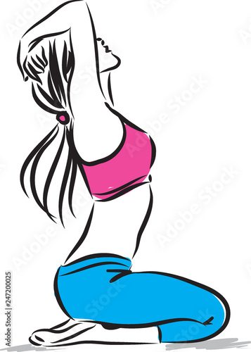pretty woman fitness stretching illustration