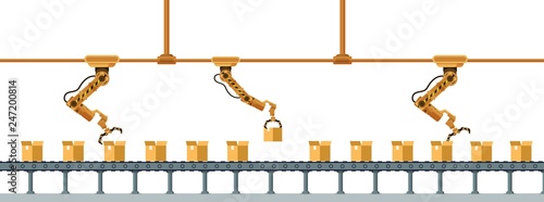 Yellow Robotic Claw Long Packing Box Conveyor