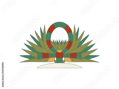 Ankh and cane compostion, ornamental cane element of Ancient Egypt. Symbol of life.
