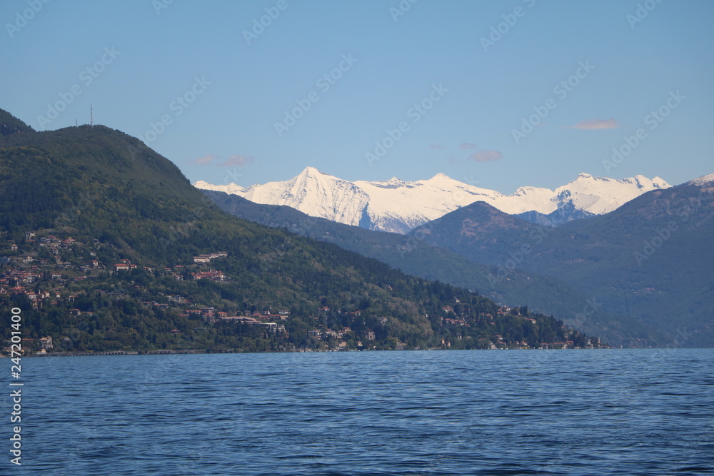 View to Verbania from Stresa at Lake Maggiore, Piedmont Italy