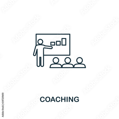 Coaching icon. Thin outline creativeCoaching design from soft skills collection. Web design, apps, software and print usage