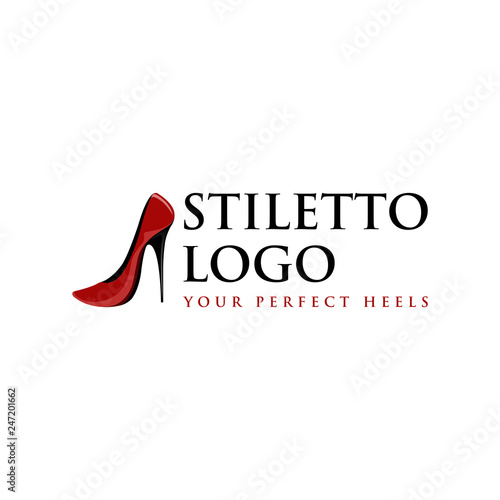 Stiletto logo design inspiration, heels logo design inspiration, Sexy red stiletto vector illustration
