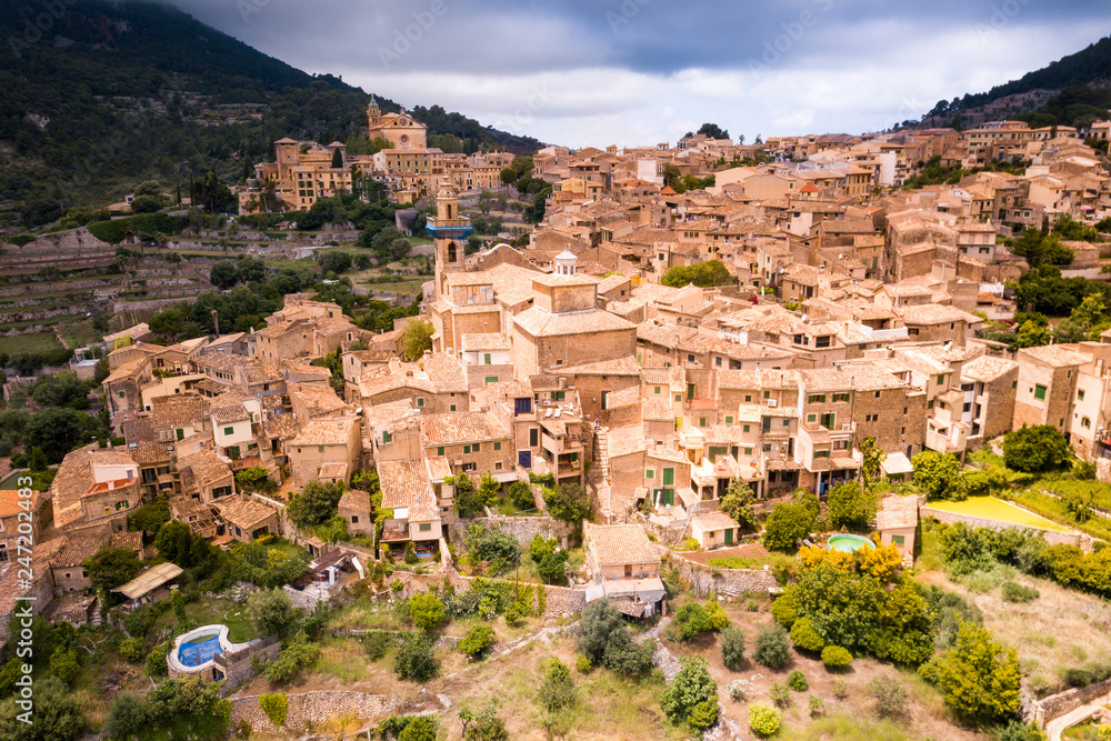 Aerial view of Valldemossa in Mallorca. The most beautiful place to visit
