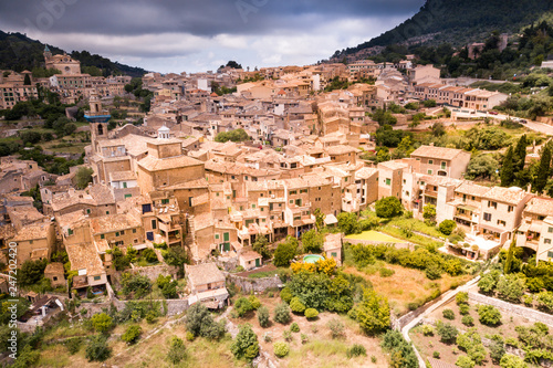 Aerial view of Valldemossa in Mallorca. The most beautiful place to visit