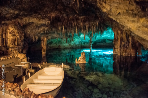 Famous cave Cuevas del Drach in Porto Christo Mallorca,.Dragon Caves. 