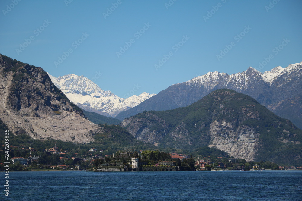 Lake Maggiore surrounded by Alps, Italy