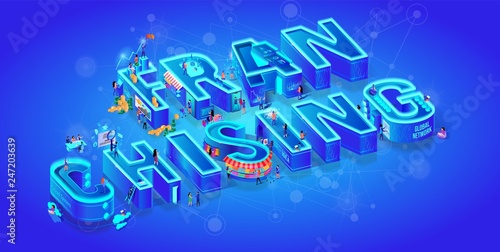 Franchising. Vector Isometric 3d Word. Big Letters photo