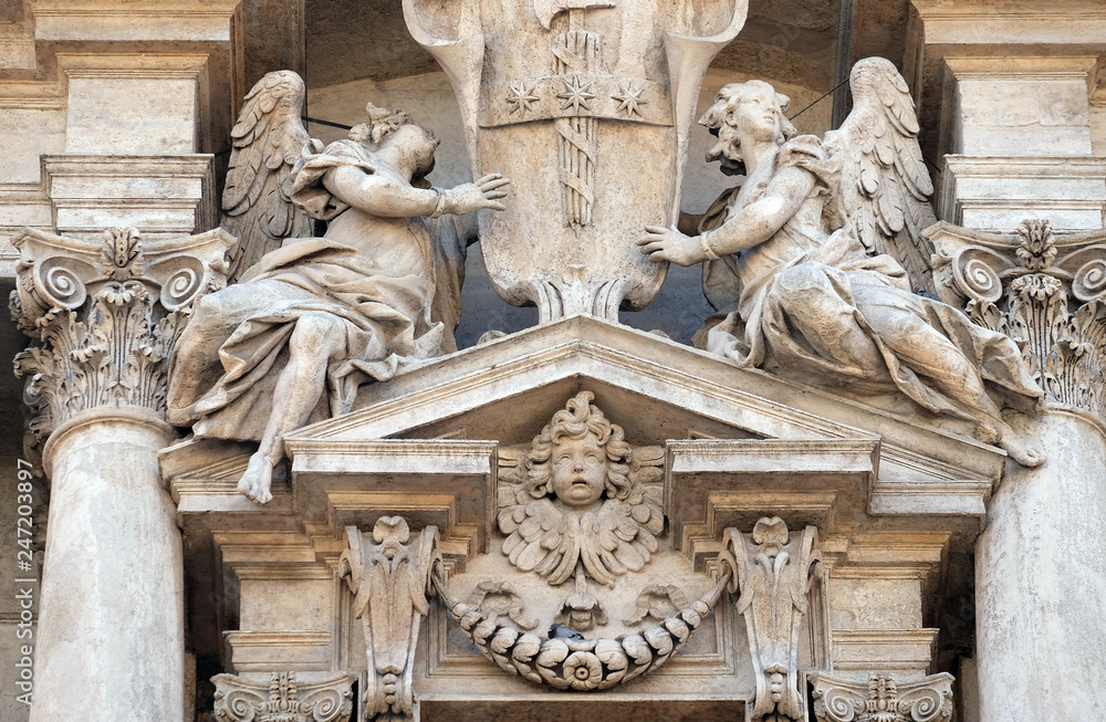 Angels, Church of Saints Vincent and Anastasius at Trevi in Rome, Italy