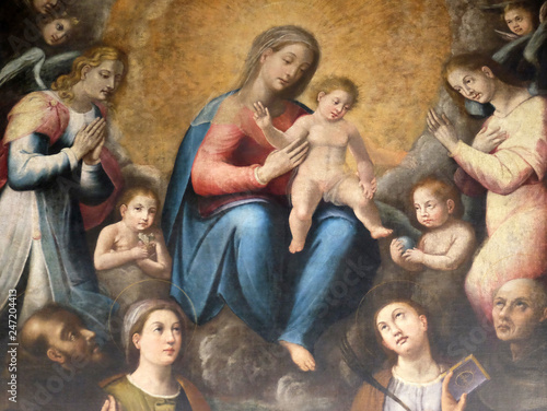 Madonna and Child with Saints in Chapel of Our Lady, Basilica di Sant Andrea delle Fratte, Rome, Italy 