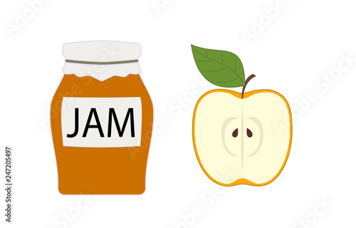 Realistic Tasty Berry Jam Template. Vector  half of apple.