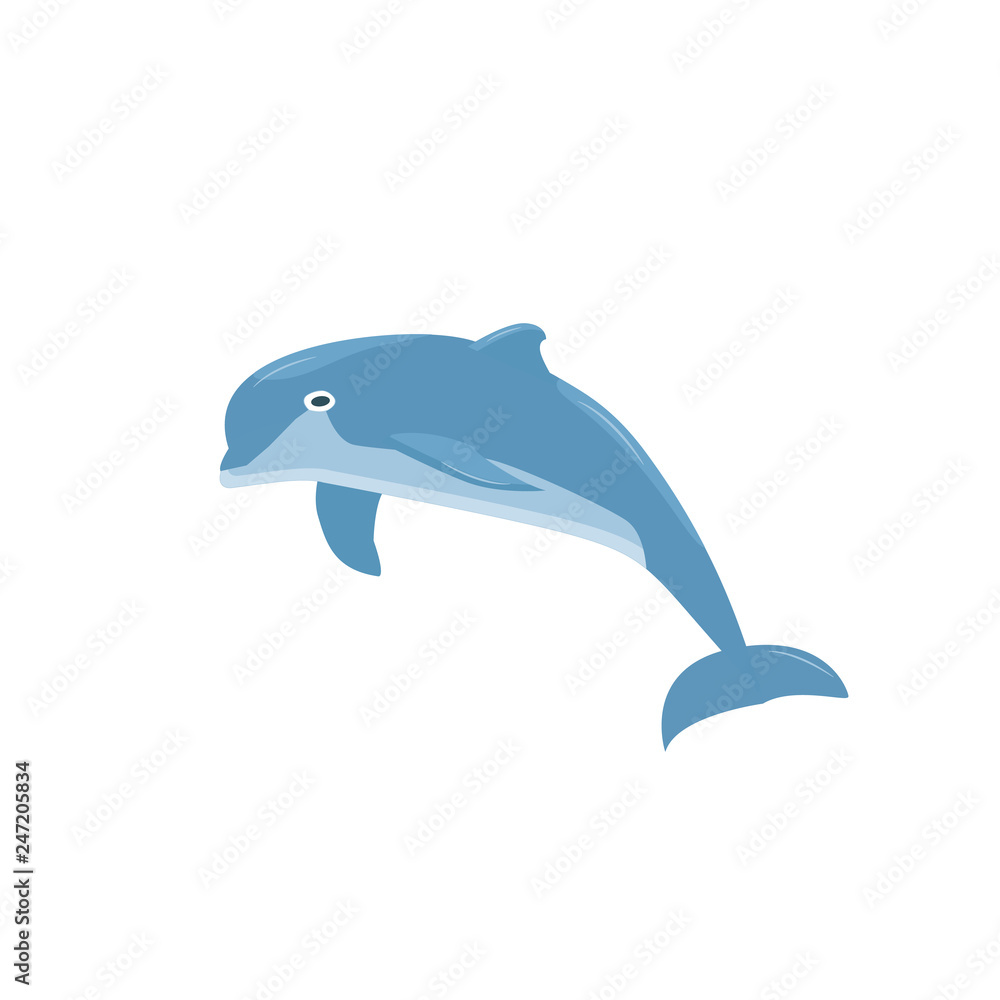 Obraz premium Dolphin jumping. Isolated vector illustration on white background.