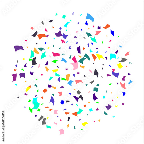 Colorful confetti on white background. 