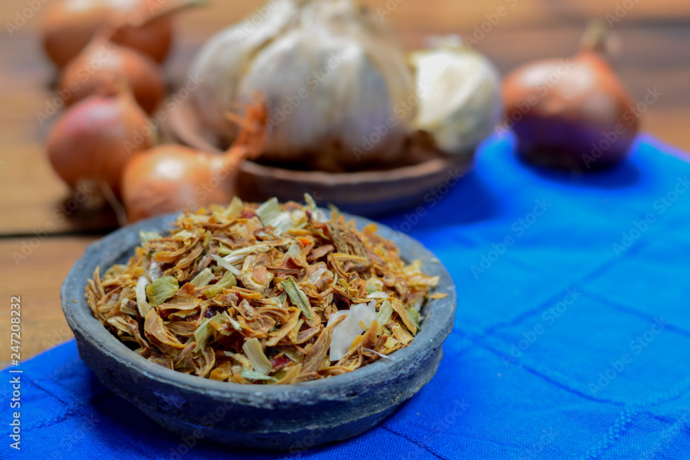 Traditional dried nasi herbs, used for cooking, close up Traditional dried nasi herbs, used for cooking, close up