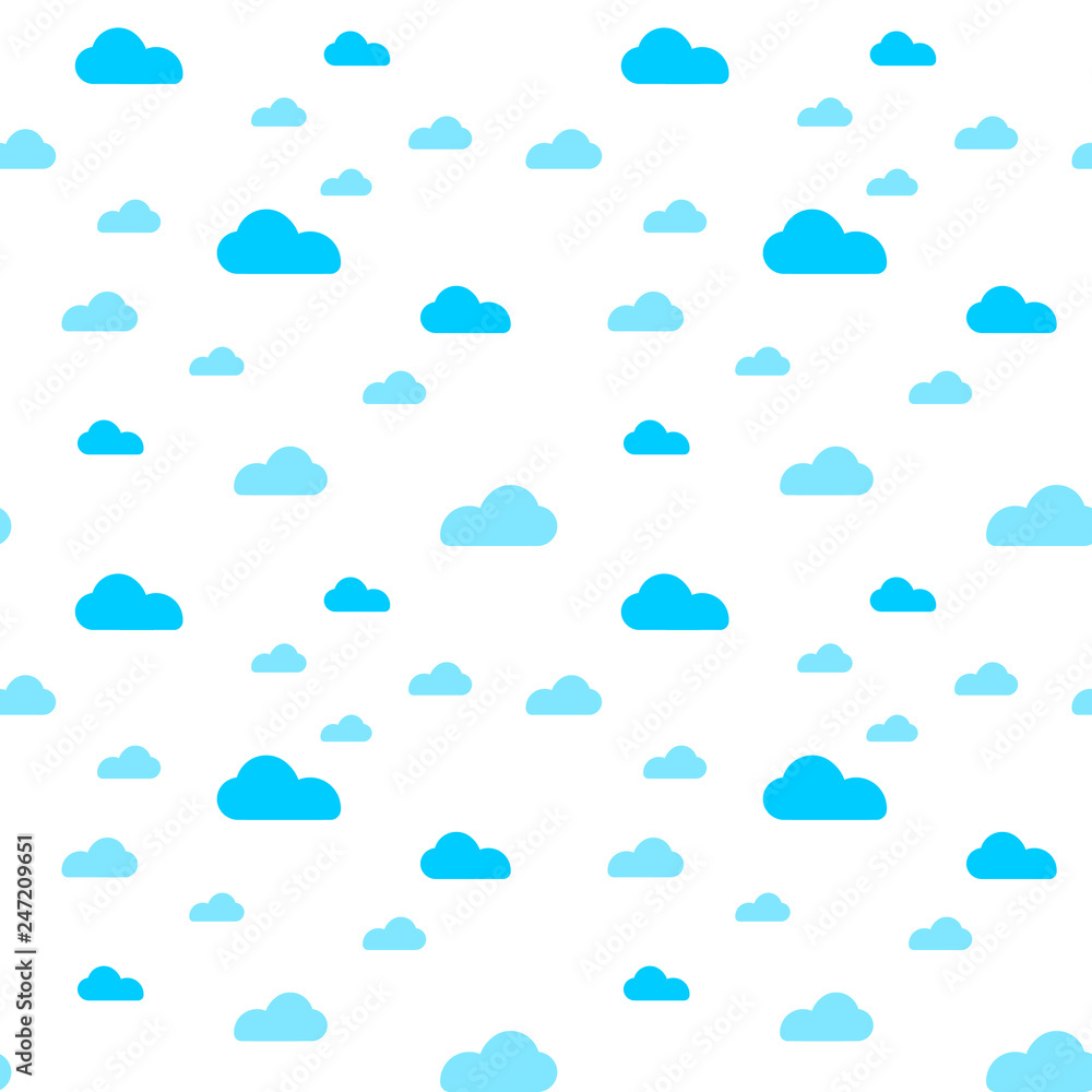 Blue cloud seamless pattern vector design baby art. Baby shower clouds , sky seamless pattern texture . - Vector Blue cloud seamless pattern vector design baby art. Baby shower clouds , sky seamless pattern texture . - Vector