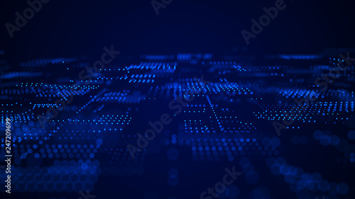 Abstract tech background. Abstract space background. Digital technology background. Computer code. 3d rendering.