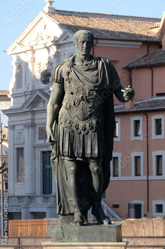 Bronze statue of Emperor Julius Caesar, Via dei Fori Imperiali, Rome, Italy 