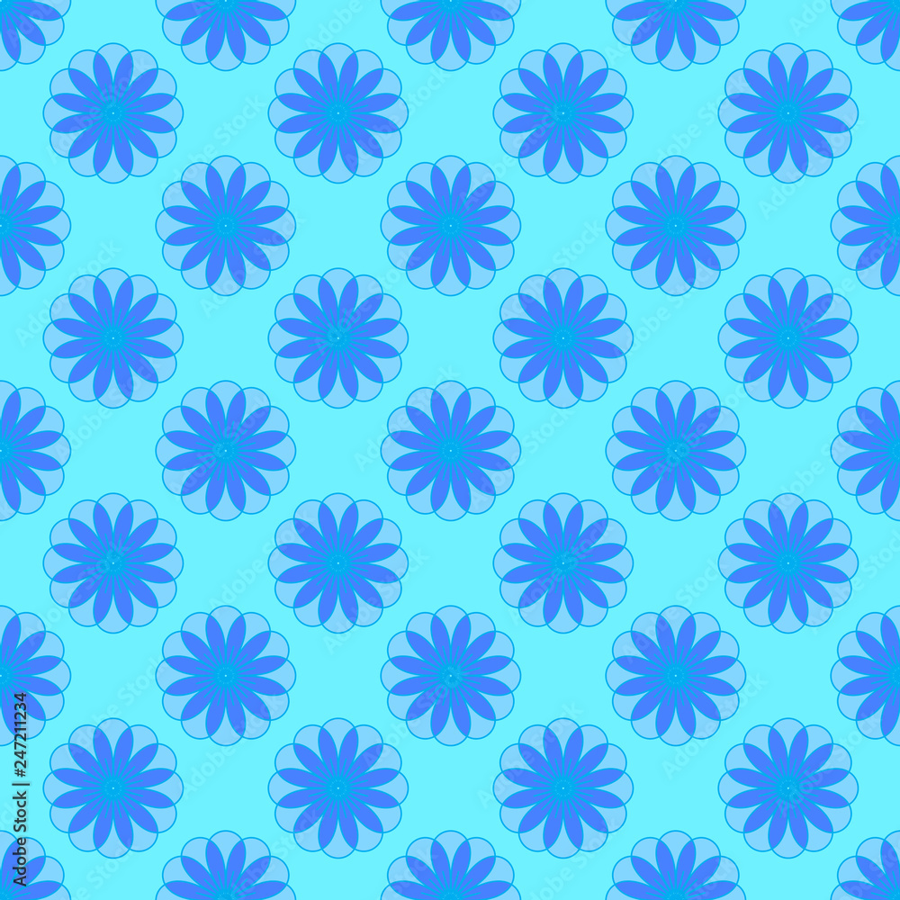 Floral pattern on the cyan background