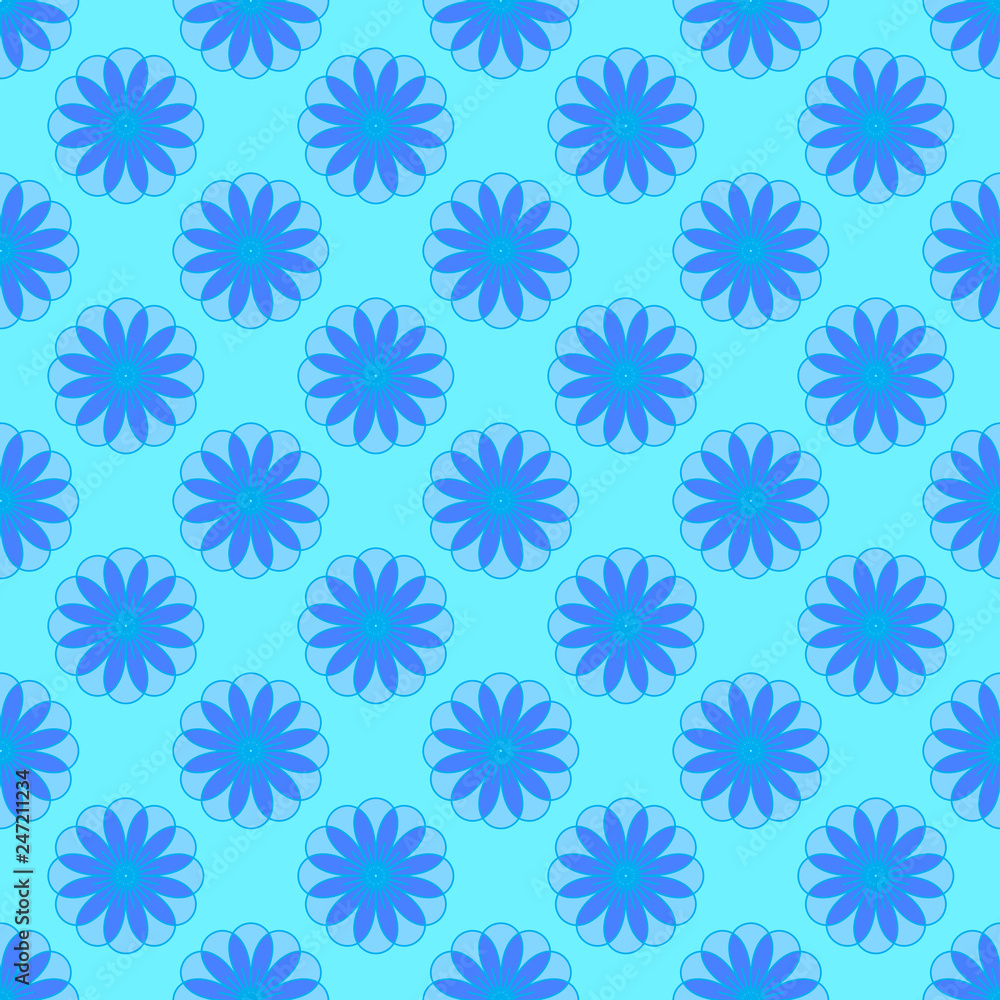 Floral pattern on the cyan background Floral pattern on the cyan background