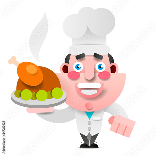 Chef With Roast Duck On A Tray, Bon Appetit. Logo