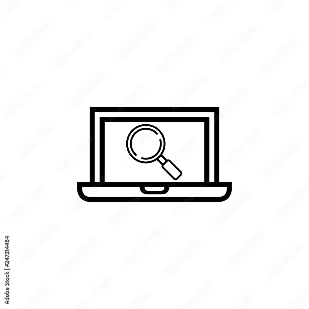 laptop search icon vector. laptop search vector design. sign design. flat style. Vector EPS 10 laptop search icon vector. laptop search vector design. sign design. flat style. Vector EPS 10