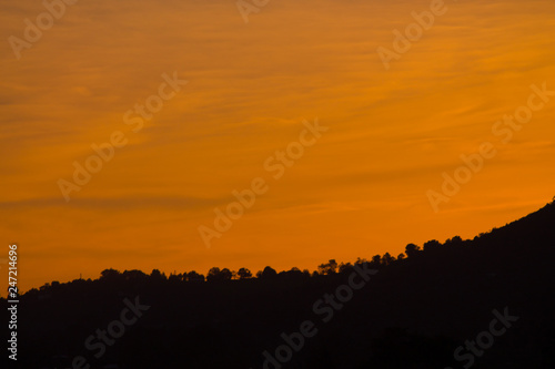 Sunset over Aizkorri mountains, view from Arantzazu, Basque Country.