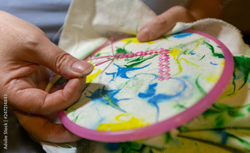 Embroidery pattern on the hoop