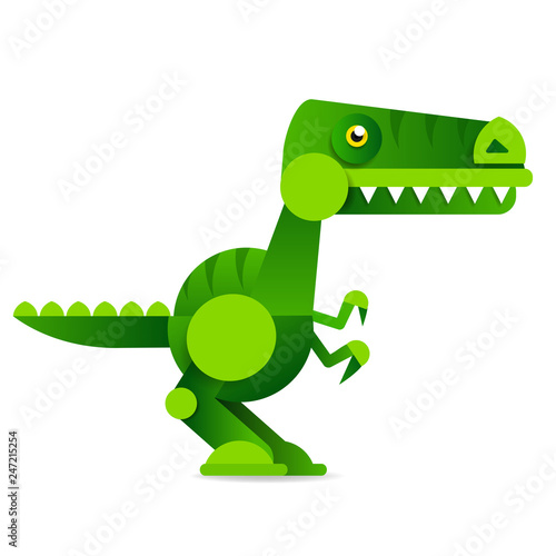 Cute cartoon dinosaur on white background. Prehistoric era.