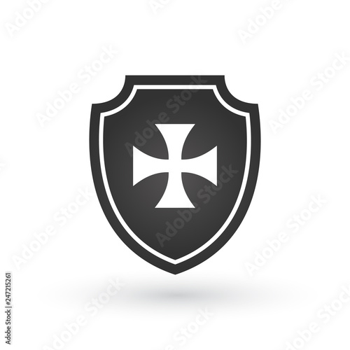 Shield of Templar Knights. Cross of the Templars. Isolated on white. Vector illustration isolated on white background.