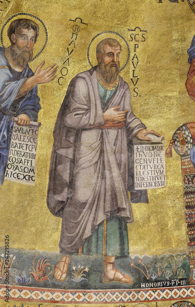 Saint Paul mosaic in the basilica of Saint Paul Outside the Walls, Rome, Italy 